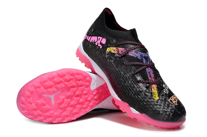 Powercat Tokyo Match x Pu_masss Future Ultimate TF Artificial Turf Soccer Shoes - Black/Pink/Yellow