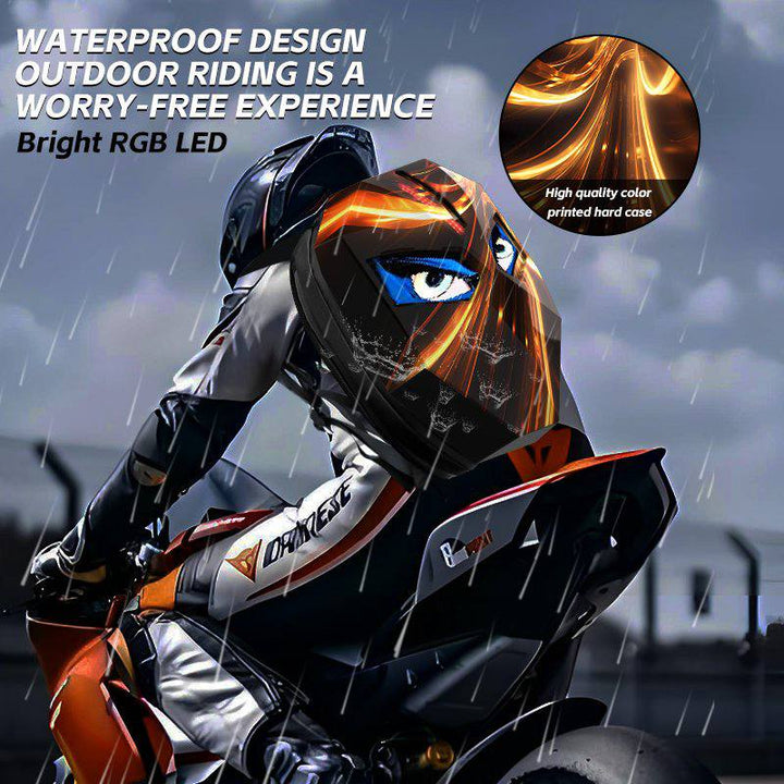 Smart LED Backpack – Hard Shell Bag with Glowing Eyes Orange Flame