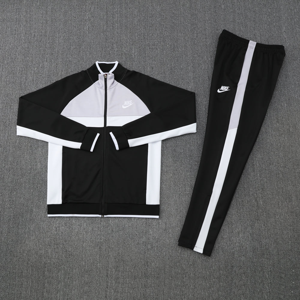 Nike Tech Fleece Full Zip Hoodie رمادي وأسود مجموعة كاملة