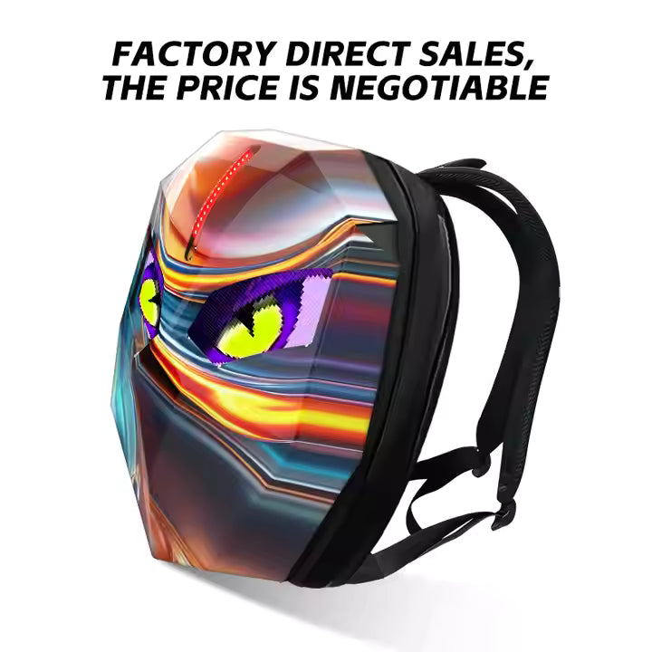 Smart LED Backpack – Hard Shell Bag with Glowing Eyes (NEO FLAME)