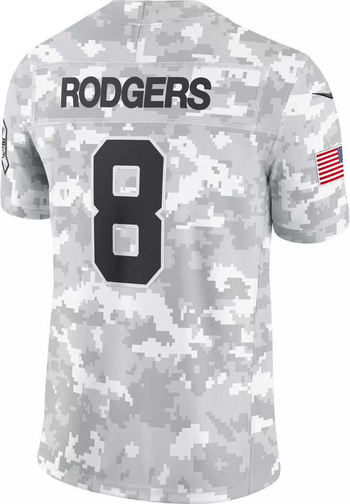 Nike Men's New York Jets Aaron Rodgers #8 Salute to Service 2024 Arctic Camo Limited Jersey