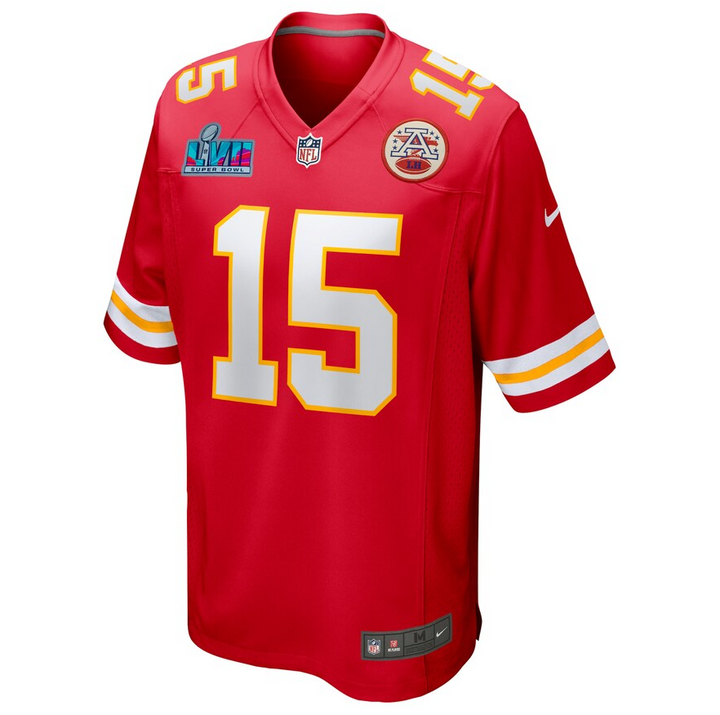 Men's Nike Patrick Mahomes Red Kansas City Chiefs Super Bowl LVII Champions - Patch Game Jersey