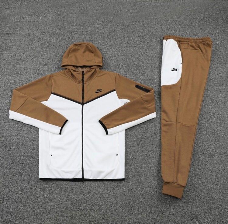Nike Tech Fleece Full Zip Hoodie BROWN WHITE FULL SET