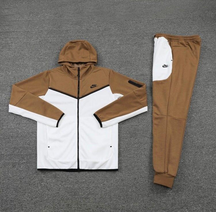 Nike Tech Fleece Full Zip Hoodie BROWN WHITE FULL SET