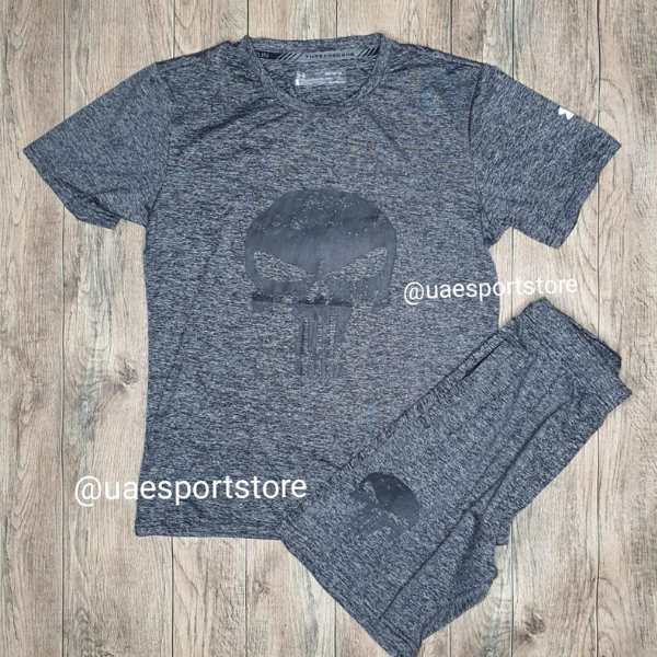 Under Armor Heatgear Light Grey Skeleton Shirt & Short